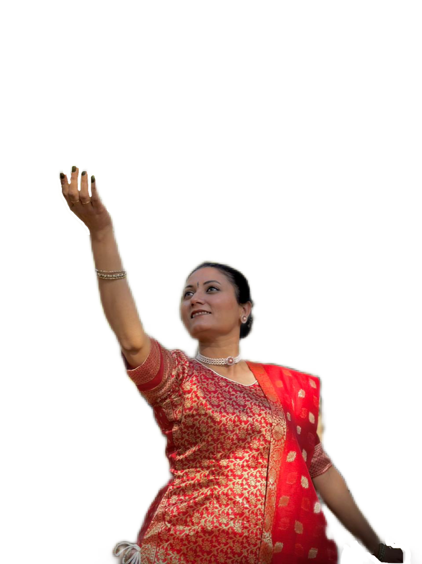 Kathak dancer in a red costume